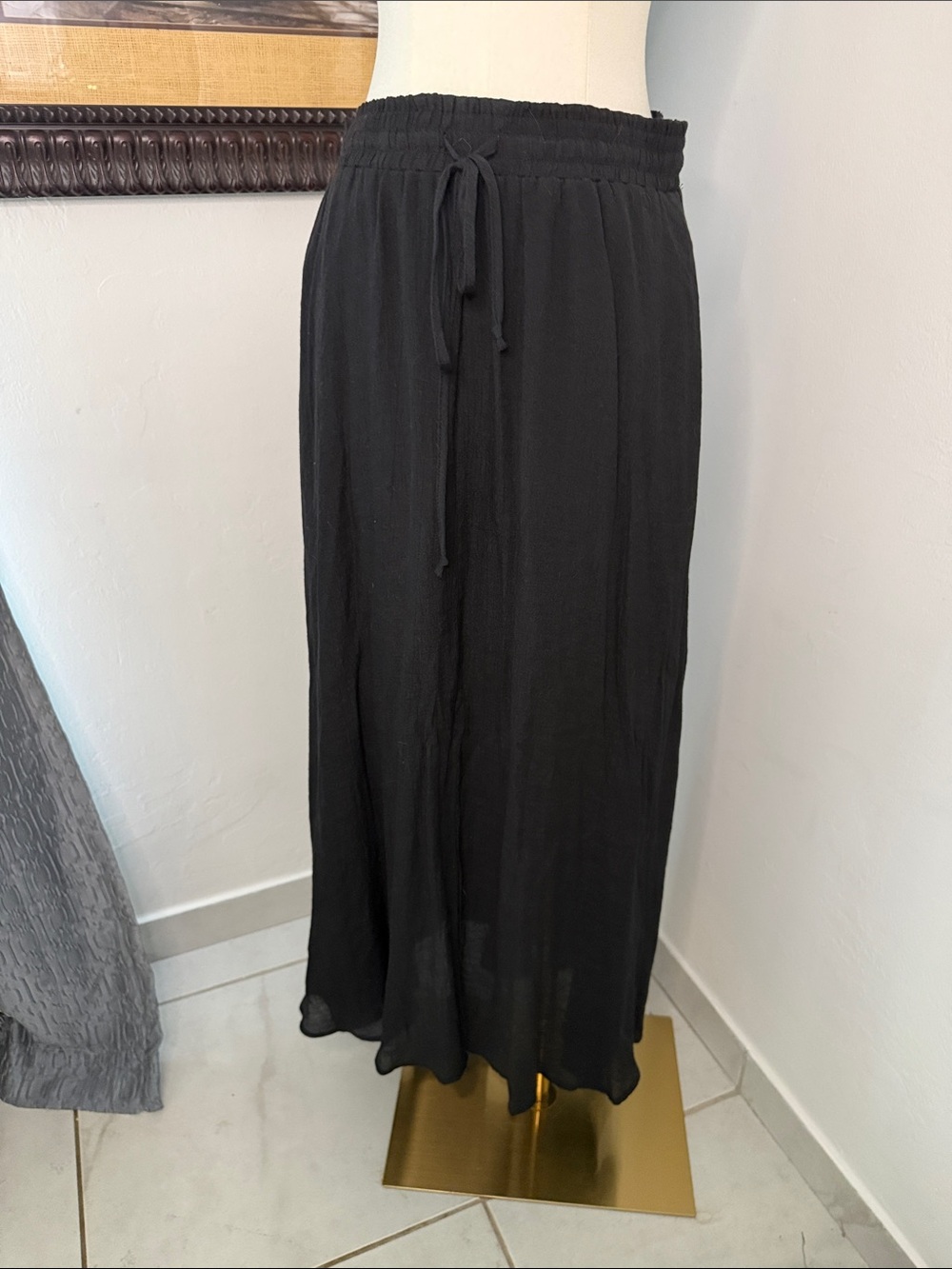 Classic Black Maxi Skirt with Drawstring Waist